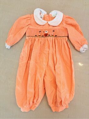 Smocked Halloween Gingham Romper